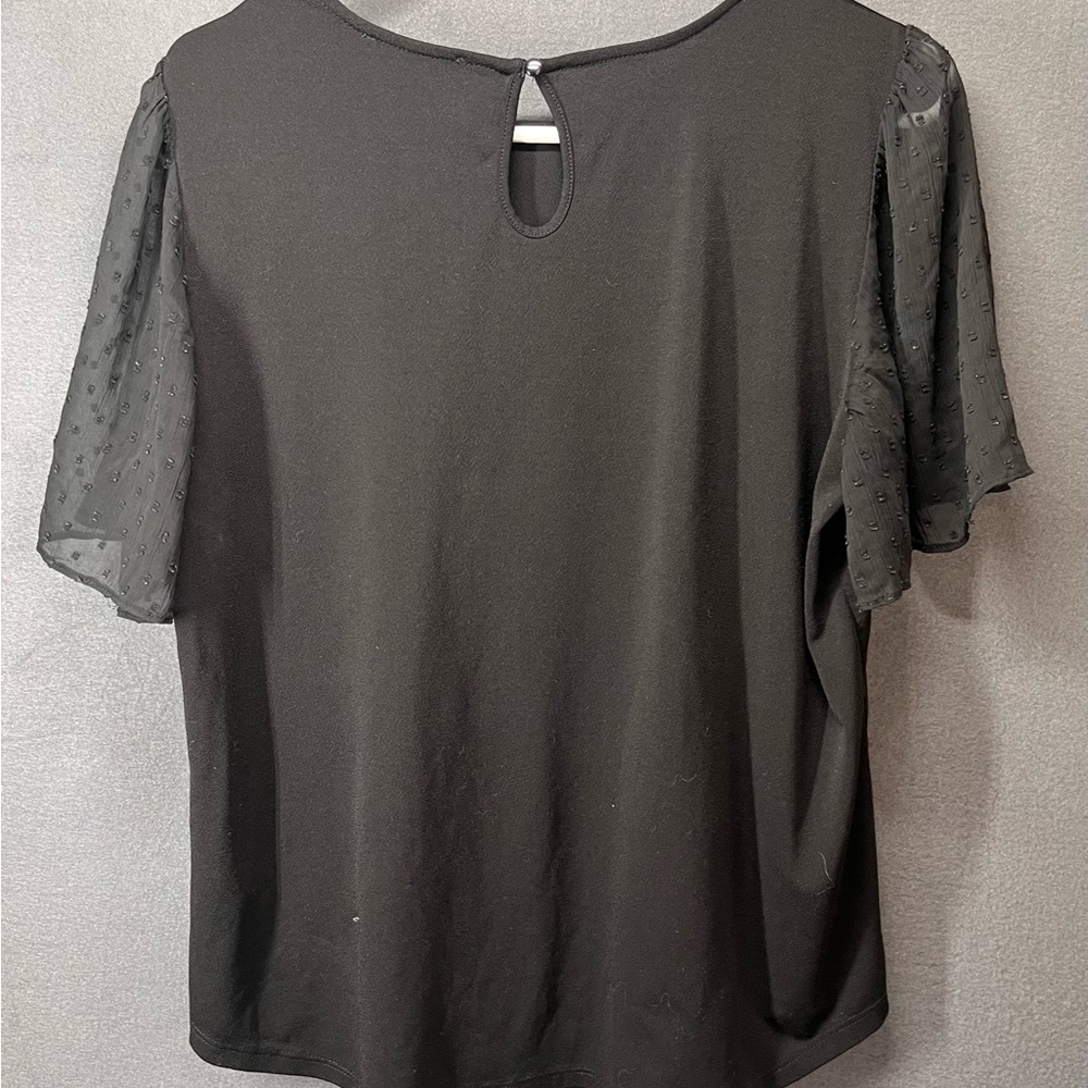Adrianna Papell Black Puff Sleeve Blouse - Picture 3 of 5